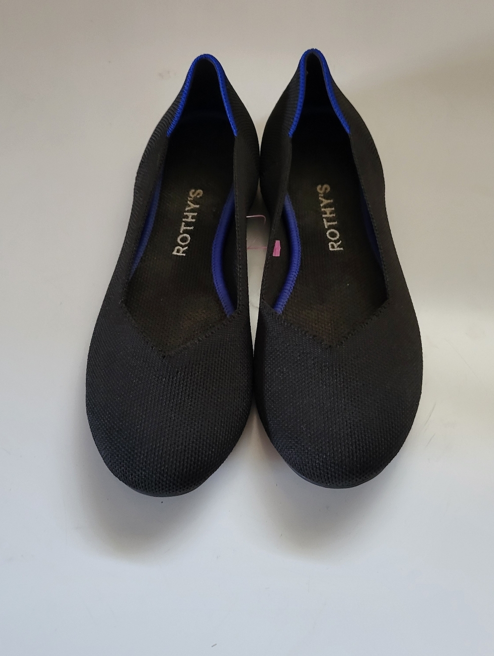 Rothy's Black Flats with Blue Trim